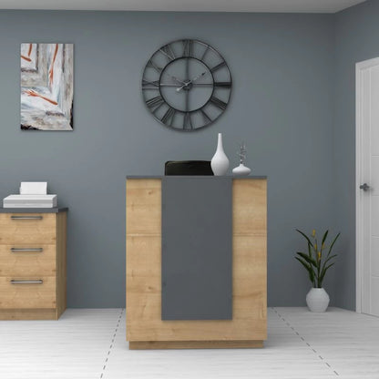Γραφείο Υποδοχής - Reception Gemini Χρώμα Φυσικό Οξιάς - Ανθρακί 90x50x110