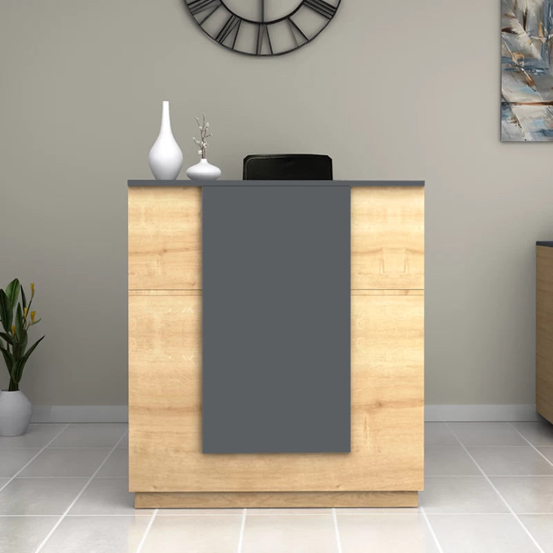 Γραφείο Υποδοχής - Reception Gemini Χρώμα Φυσικό Οξιάς - Ανθρακί 100x70x110