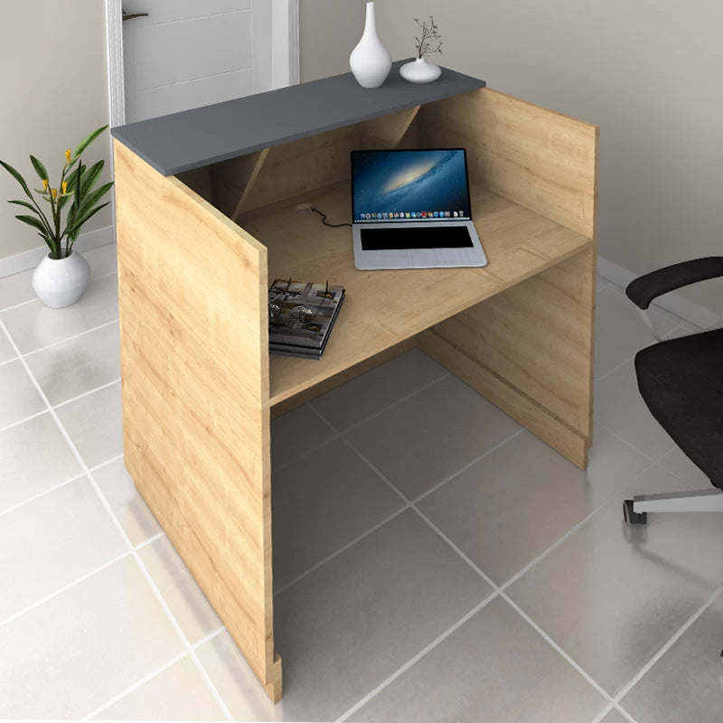 Γραφείο Υποδοχής - Reception Gemini Χρώμα Φυσικό Οξιάς - Ανθρακί 100x70x110