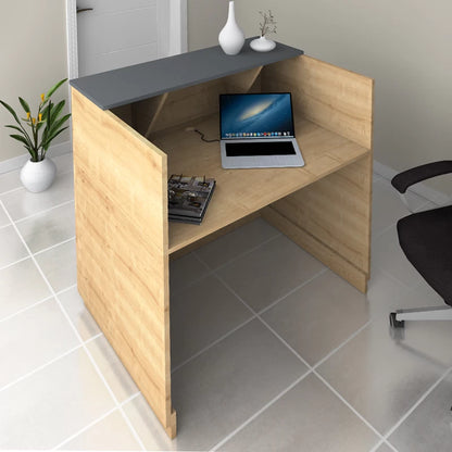 Γραφείο Υποδοχής - Reception Gemini Χρώμα Φυσικό Οξιάς - Ανθρακί 100x70x110