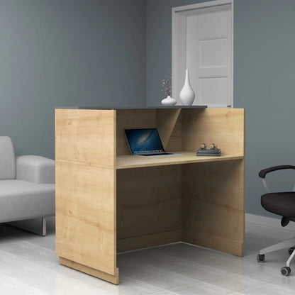 Γραφείο Υποδοχής - Reception Gemini Χρώμα Φυσικό Οξιάς - Ανθρακί 120x70x110