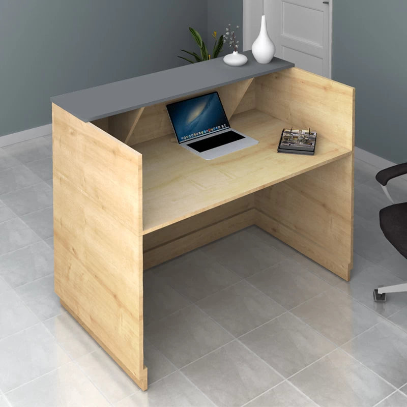 Γραφείο Υποδοχής - Reception Gemini Χρώμα Φυσικό Οξιάς - Ανθρακί 120x70x110