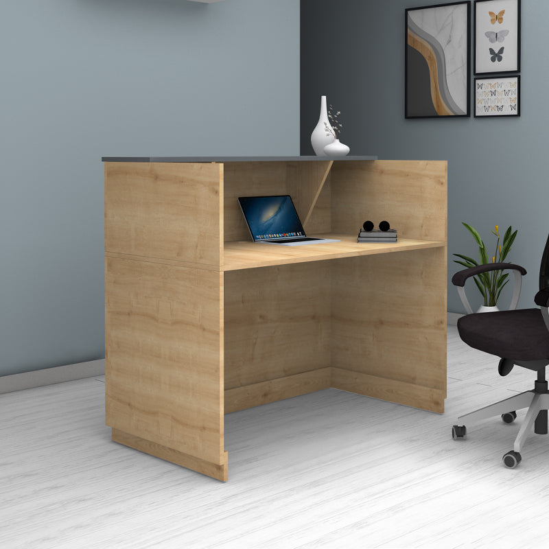 Γραφείο Υποδοχής - Reception Gemini Χρώμα Φυσικό Οξιάς - Ανθρακί 150x70x110