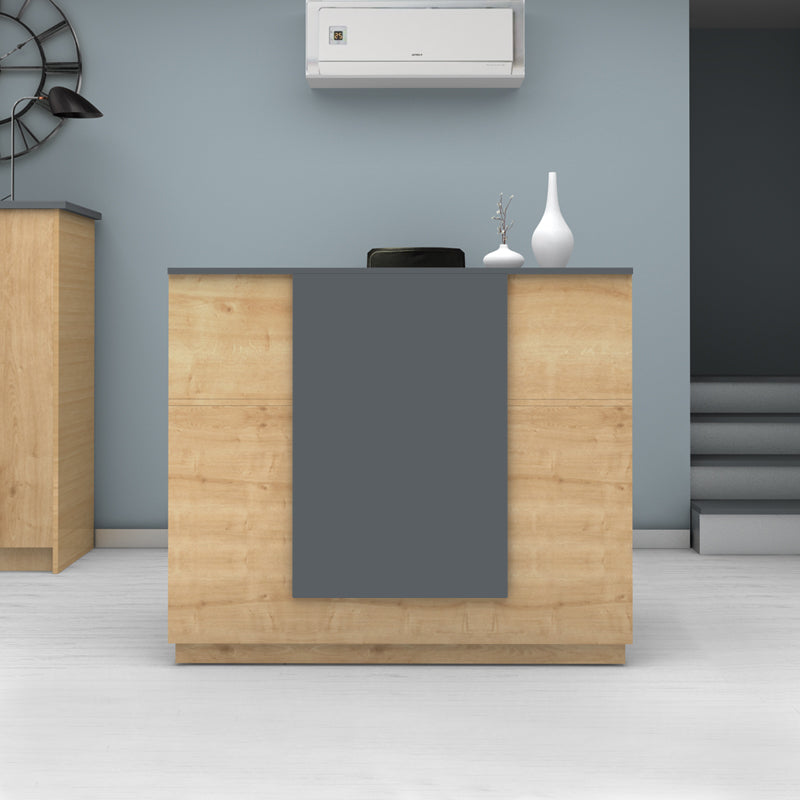 Γραφείο Υποδοχής - Reception Gemini Χρώμα Φυσικό Οξιάς - Ανθρακί 150x70x110