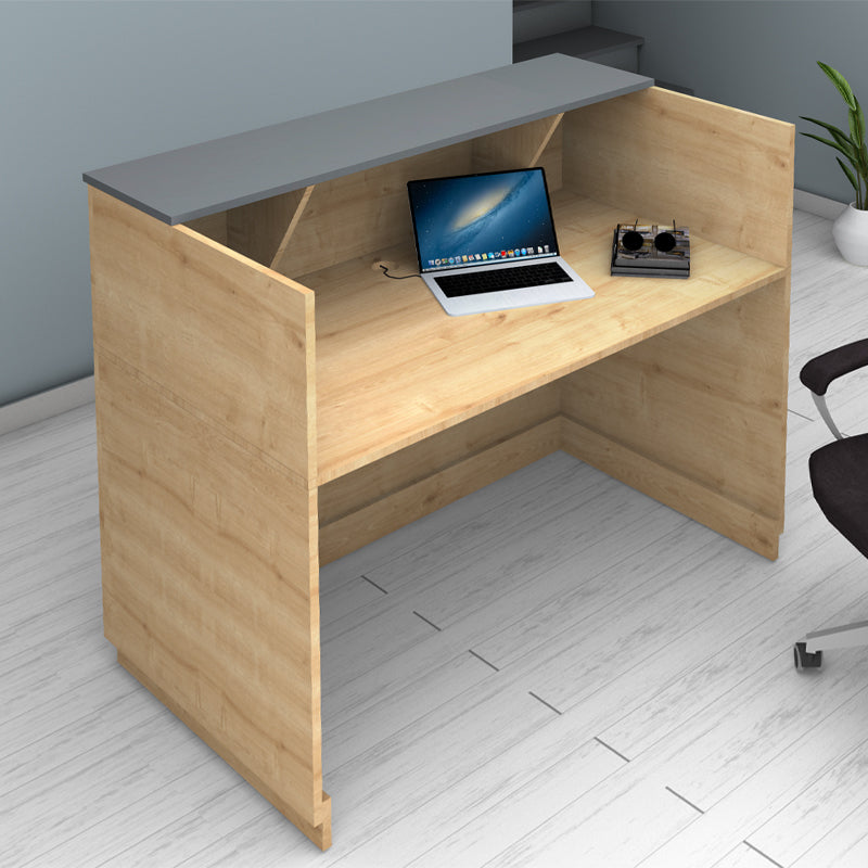 Γραφείο Υποδοχής - Reception Gemini Χρώμα Φυσικό Οξιάς - Ανθρακί 150x70x110