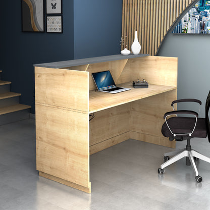 Γραφείο Υποδοχής - Reception Gemini Χρώμα Φυσικό Οξιάς - Ανθρακί 180x70x110