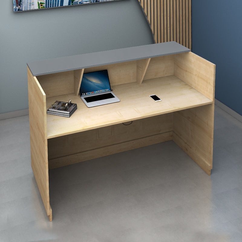 Γραφείο Υποδοχής - Reception Gemini Χρώμα Φυσικό Οξιάς - Ανθρακί 180x70x110