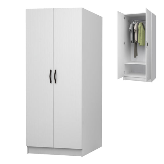 Ντουλάπα Ρούχων Vivian Δίφυλλη Χρώμα Λευκό 80x51,8x181