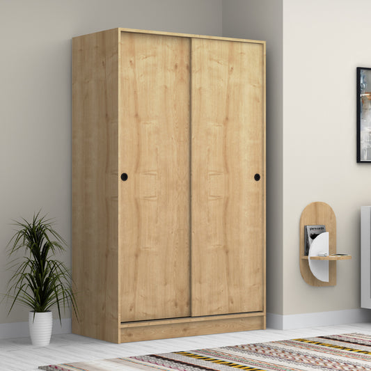 Ντουλάπα Ρούχων Regio Δίφυλλη Συρόμενη Χρώμα Φυσικό Οξιάς 120x60x200