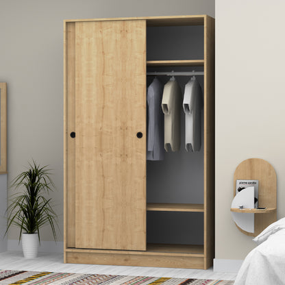 Ντουλάπα Ρούχων Regio Δίφυλλη Συρόμενη Χρώμα Φυσικό Οξιάς 120x60x200