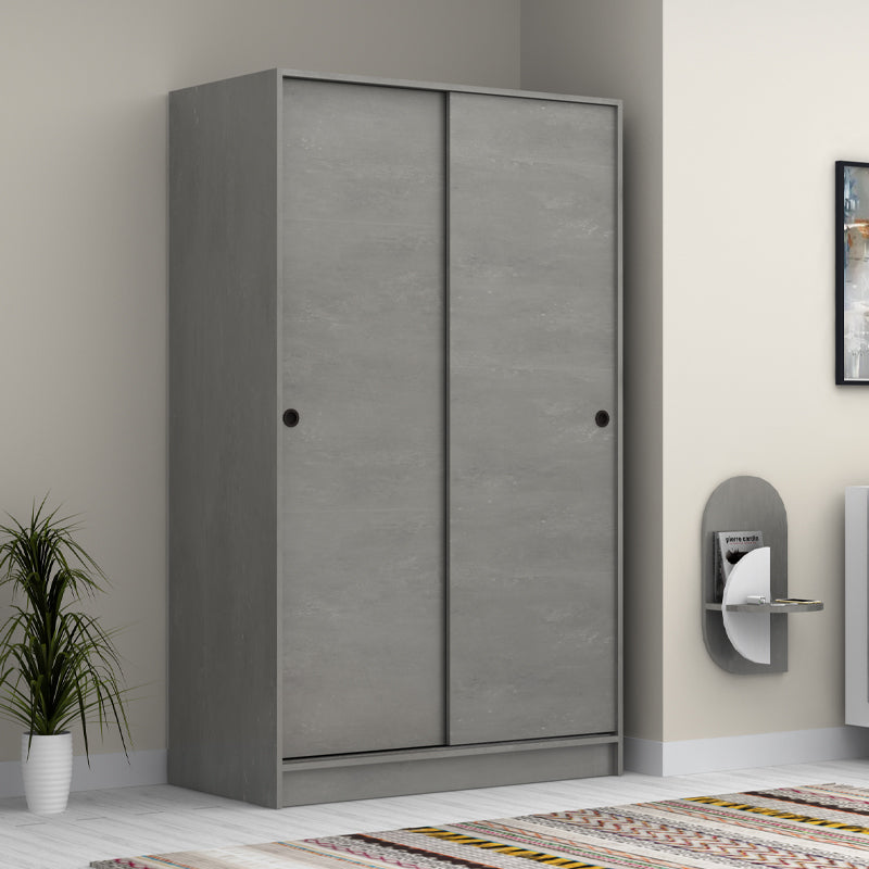 Ντουλάπα Ρούχων Regio Δίφυλλη Συρόμενη Χρώμα Γκρι Σκυροδέματος 120x60x200