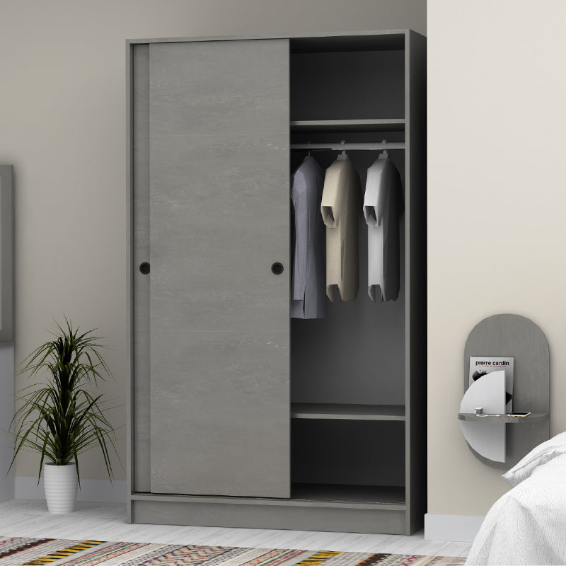 Ντουλάπα Ρούχων Regio Δίφυλλη Συρόμενη Χρώμα Γκρι Σκυροδέματος 120x60x200