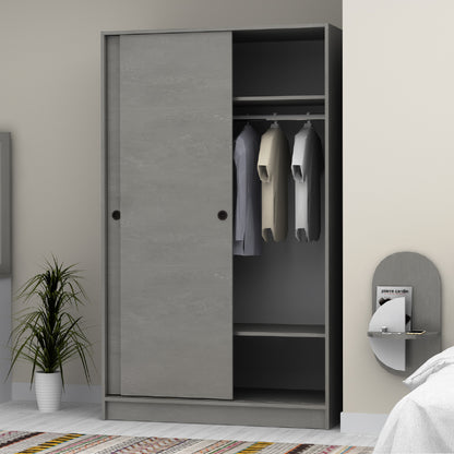 Ντουλάπα Ρούχων Regio Δίφυλλη Συρόμενη Χρώμα Γκρι Σκυροδέματος 120x60x200