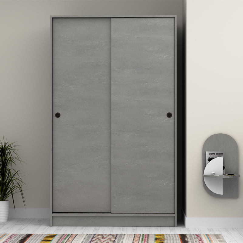 Ντουλάπα Ρούχων Regio Δίφυλλη Συρόμενη Χρώμα Γκρι Σκυροδέματος 120x60x200