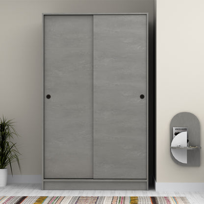 Ντουλάπα Ρούχων Regio Δίφυλλη Συρόμενη Χρώμα Γκρι Σκυροδέματος 120x60x200