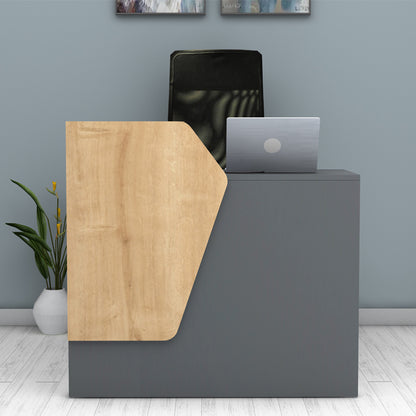 Γραφείο Υποδοχής - Reception Merlin Χρώμα Ανθρακί - Φυσικό Οξιάς 110x50x101,8