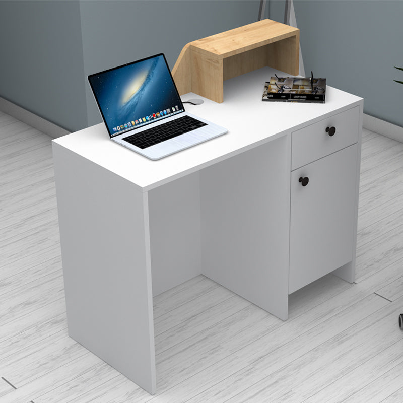 Γραφείο Υποδοχής - Reception Merlin Χρώμα Λευκό - Φυσικό Οξιάς 110x50x101,8