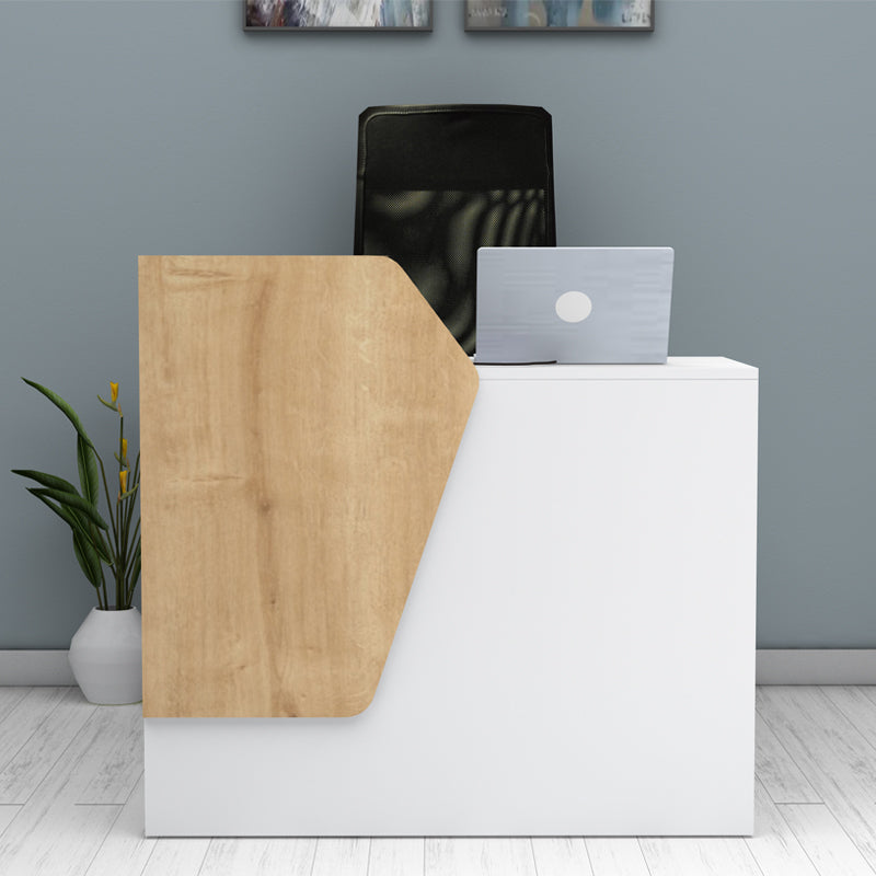 Γραφείο Υποδοχής - Reception Merlin Χρώμα Λευκό - Φυσικό Οξιάς 110x50x101,8
