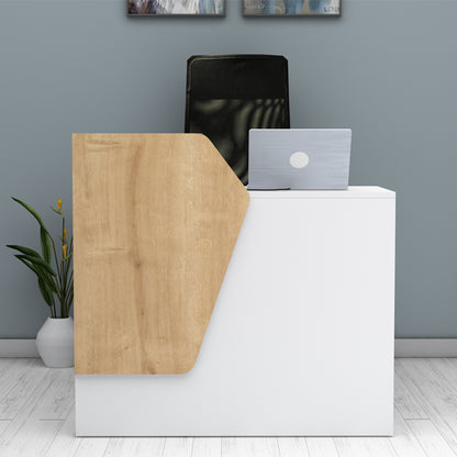 Γραφείο Υποδοχής - Reception Merlin Χρώμα Λευκό - Φυσικό Οξιάς 110x50x101,8