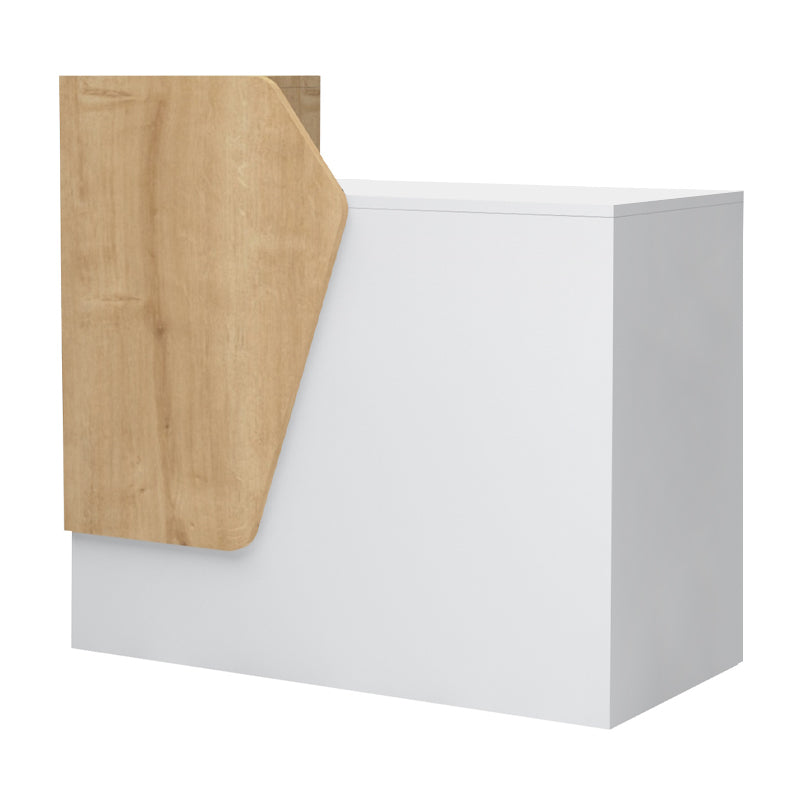 Γραφείο Υποδοχής - Reception Merlin Χρώμα Λευκό - Φυσικό Οξιάς 110x50x101,8