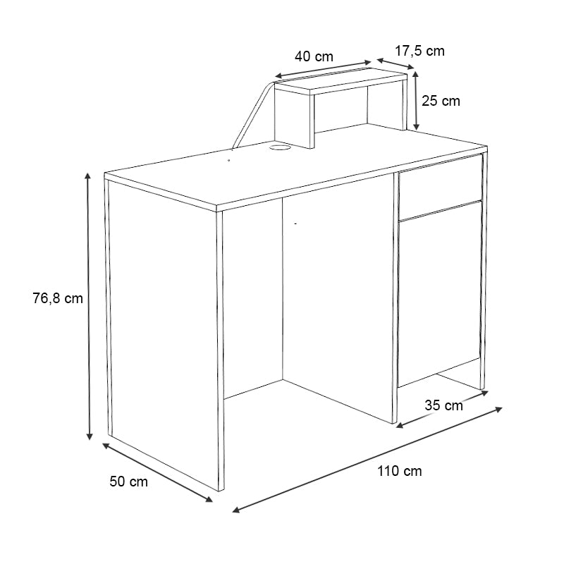 Γραφείο Υποδοχής - Reception Merlin Χρώμα Λευκό - Φυσικό Οξιάς 110x50x101,8