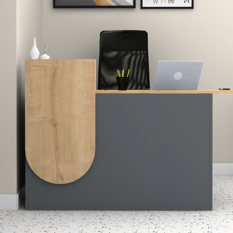 Γραφείο Υποδοχής - Reception Rezio Χρώμα Ανθρακί - Φυσικό Οξιάς 140x50x101,8