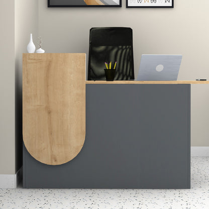 Γραφείο Υποδοχής - Reception Rezio Χρώμα Ανθρακί - Φυσικό Οξιάς 140x50x101,8