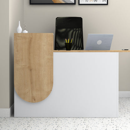 Γραφείο Υποδοχής - Reception Rezio Χρώμα Λευκό - Φυσικό Οξιάς 140x50x101,8