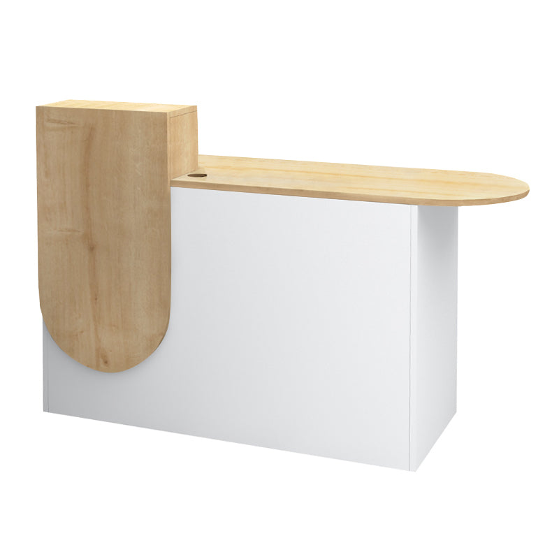 Γραφείο Υποδοχής - Reception Rezio Χρώμα Λευκό - Φυσικό Οξιάς 140x50x101,8