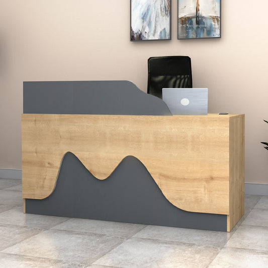 Γραφείο Υποδοχής - Reception Lione Χρώμα Φυσικό Οξιάς - Ανθρακί 160x60x100