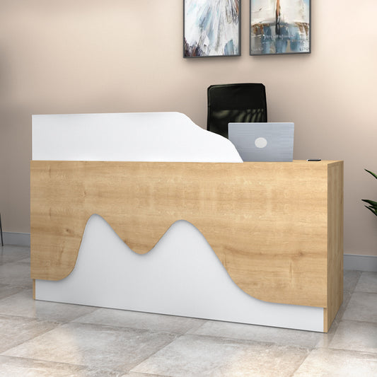 Γραφείο Υποδοχής - Reception Lione Χρώμα Φυσικό Οξιάς - Λευκό 160x60x100