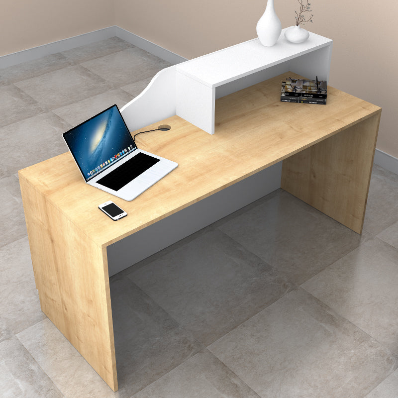 Γραφείο Υποδοχής - Reception Lione Χρώμα Φυσικό Οξιάς - Λευκό 160x60x100