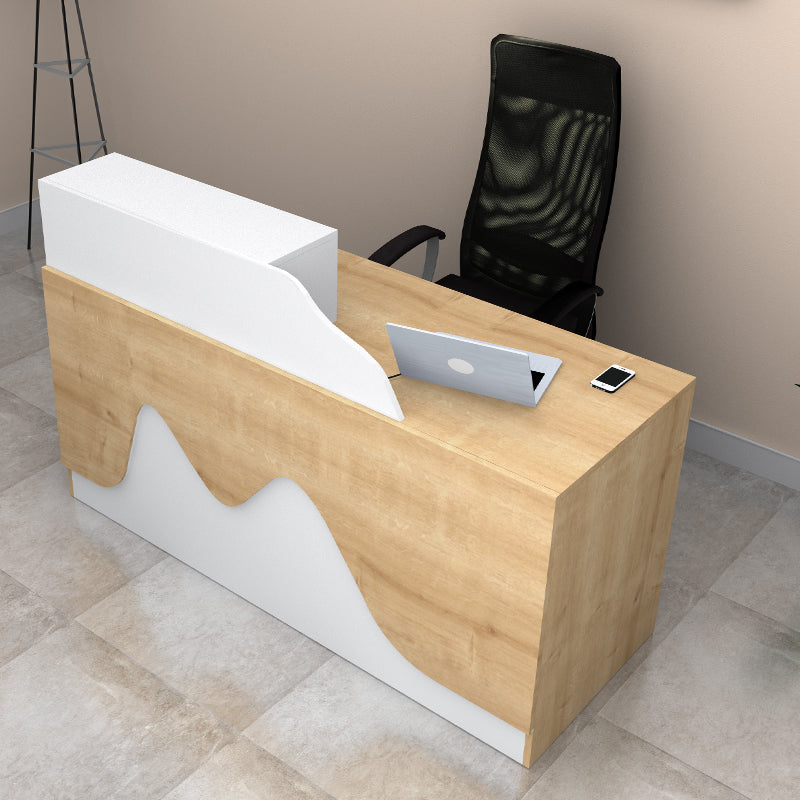 Γραφείο Υποδοχής - Reception Lione Χρώμα Φυσικό Οξιάς - Λευκό 160x60x100