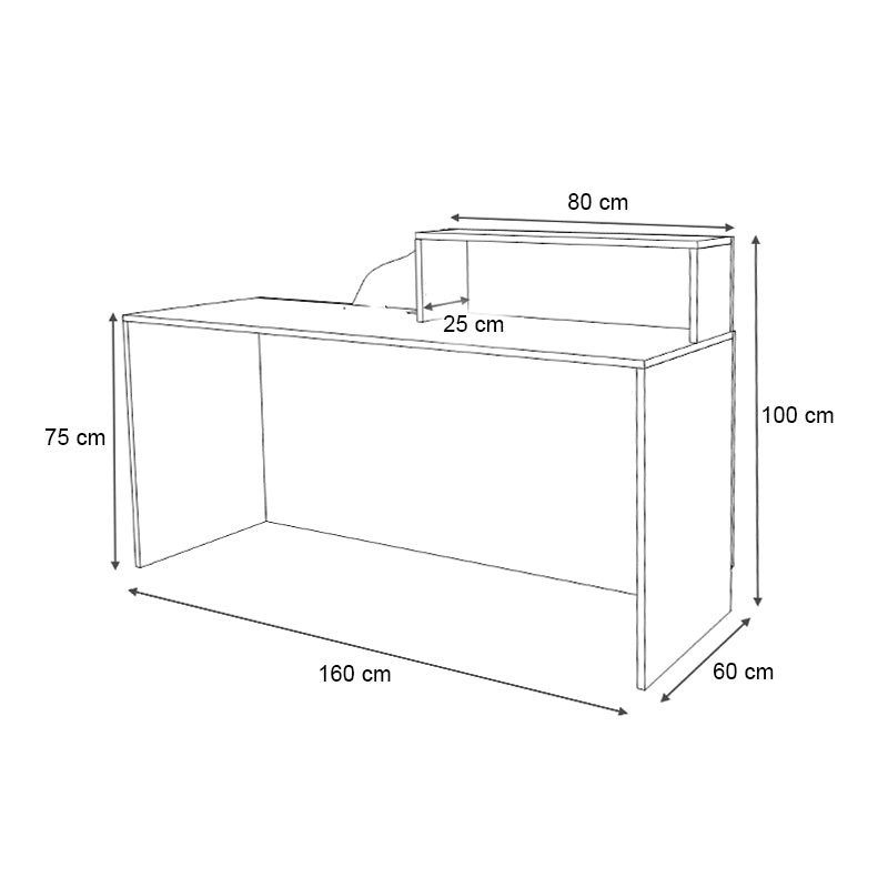 Γραφείο Υποδοχής - Reception Lione Χρώμα Φυσικό Οξιάς - Λευκό 160x60x100