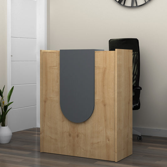 Γραφείο Υποδοχής - Reception Mezzo Χρώμα Φυσικό Οξιάς - Ανθρακί 90x40x110