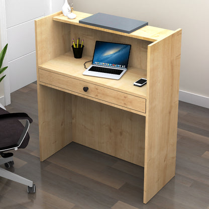 Γραφείο Υποδοχής - Reception Mezzo Χρώμα Φυσικό Οξιάς - Ανθρακί 90x40x110