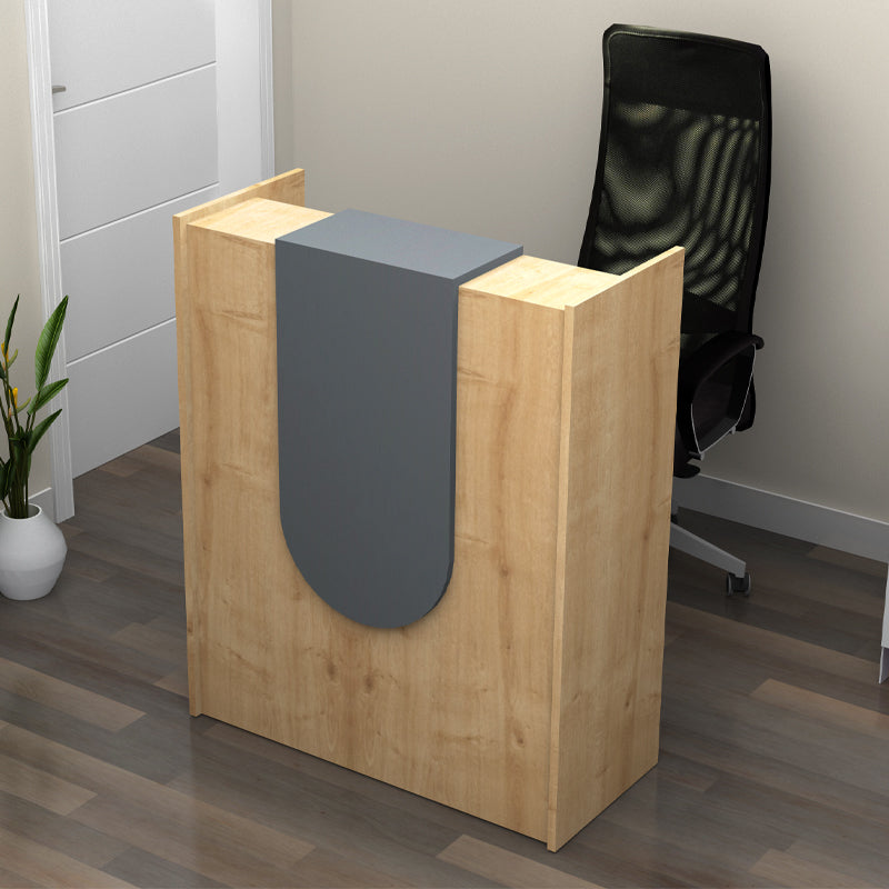 Γραφείο Υποδοχής - Reception Mezzo Χρώμα Φυσικό Οξιάς - Ανθρακί 90x40x110