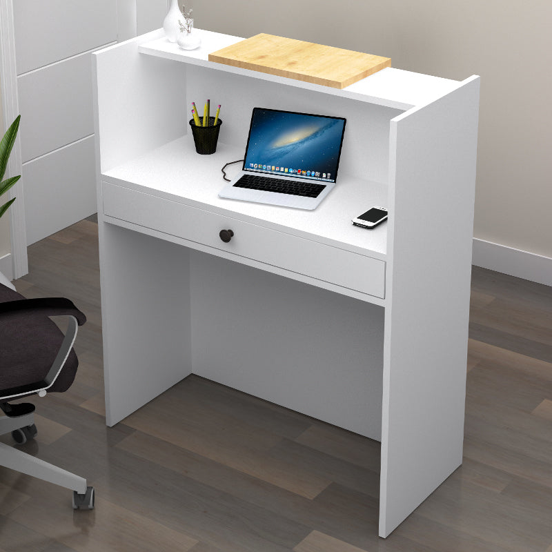 Γραφείο Υποδοχής - Reception Mezzo Χρώμα Λευκό - Φυσικό Οξιάς 90x40x110