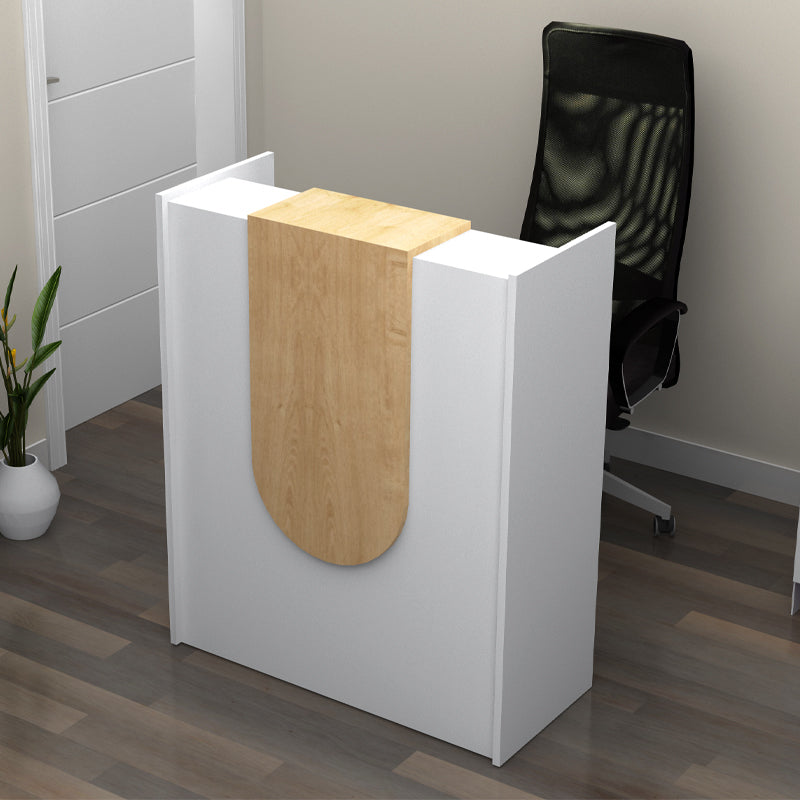 Γραφείο Υποδοχής - Reception Mezzo Χρώμα Λευκό - Φυσικό Οξιάς 90x40x110