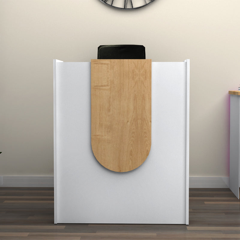 Γραφείο Υποδοχής - Reception Mezzo Χρώμα Λευκό - Φυσικό Οξιάς 90x40x110