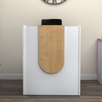 Γραφείο Υποδοχής - Reception Mezzo Χρώμα Λευκό - Φυσικό Οξιάς 90x40x110