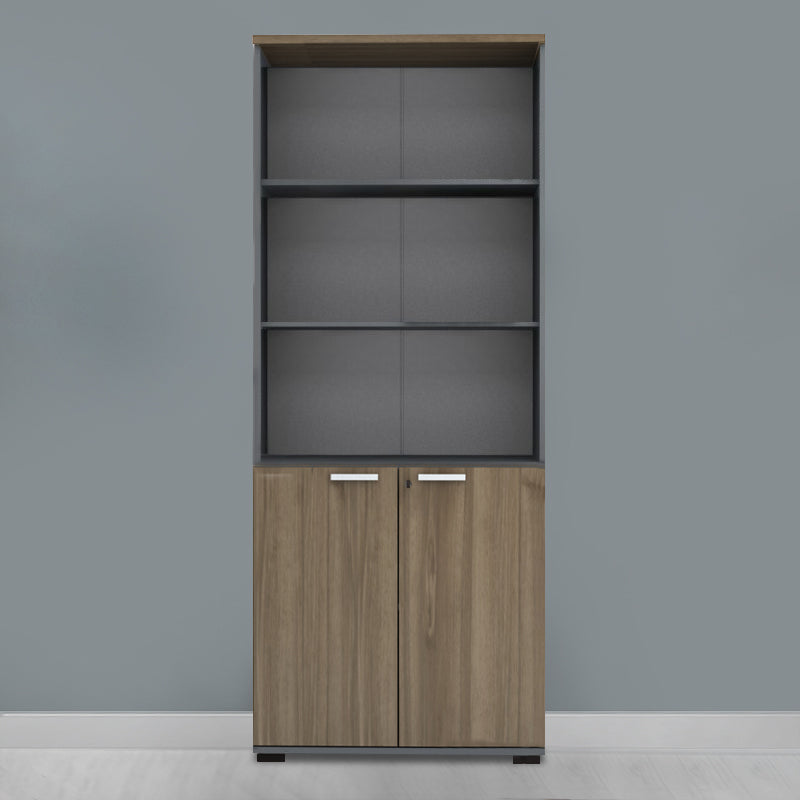 Βιβλιοθήκη Γραφείου με Κλειδαριά Επαγγελματική Venturo Χρώμα Ανθρακί - Καρυδί 80x40x200