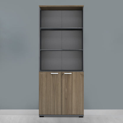 Βιβλιοθήκη Γραφείου με Κλειδαριά Επαγγελματική Venturo Χρώμα Ανθρακί - Καρυδί 80x40x200