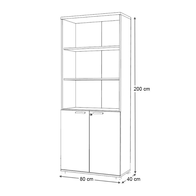 Βιβλιοθήκη Γραφείου με Κλειδαριά Επαγγελματική Venturo Χρώμα Ανθρακί - Καρυδί 80x40x200