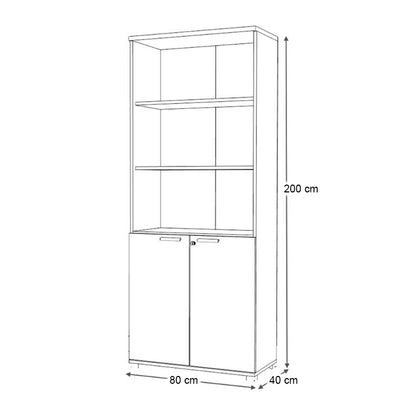 Βιβλιοθήκη Γραφείου με Κλειδαριά Επαγγελματική Venturo Χρώμα Ανθρακί - Καρυδί 80x40x200