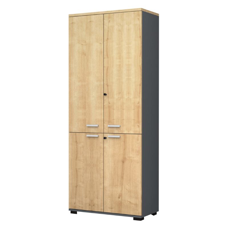 Ντουλάπα Γραφείου Επαγγελματική Venturo Χρώμα Ανθρακί - Φυσικό Οξιάς 80x40x200