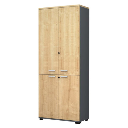 Ντουλάπα Γραφείου Επαγγελματική Venturo Χρώμα Ανθρακί - Φυσικό Οξιάς 80x40x200