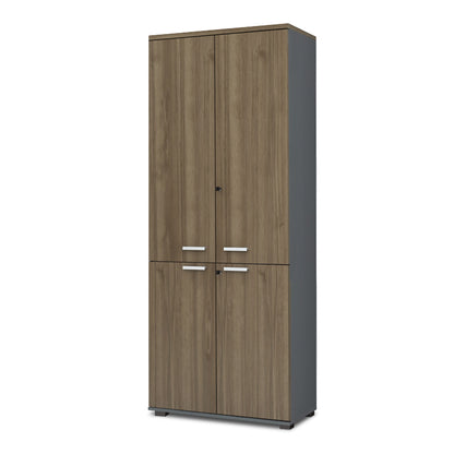 Ντουλάπα Γραφείου με Κλειδαριά Επαγγελματική Venturo Χρώμα Ανθρακί - Καρυδί 80x40x200