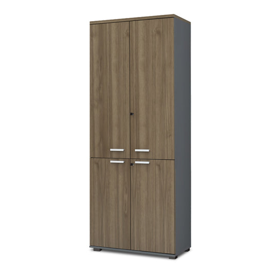 Ντουλάπα Γραφείου με Κλειδαριά Επαγγελματική Venturo Χρώμα Ανθρακί - Καρυδί 80x40x200