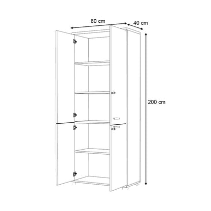 Ντουλάπα Γραφείου με Κλειδαριά Επαγγελματική Venturo Χρώμα Ανθρακί - Καρυδί 80x40x200